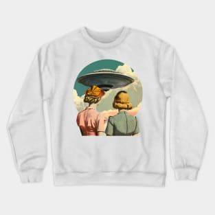 Retro UFO Sighting Collage Artwork Crewneck Sweatshirt